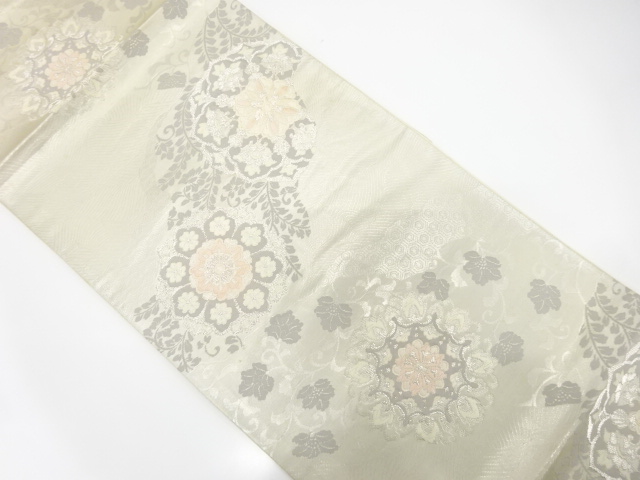 アンティーク　花唐草に流水模様織り出し袋帯（材料）